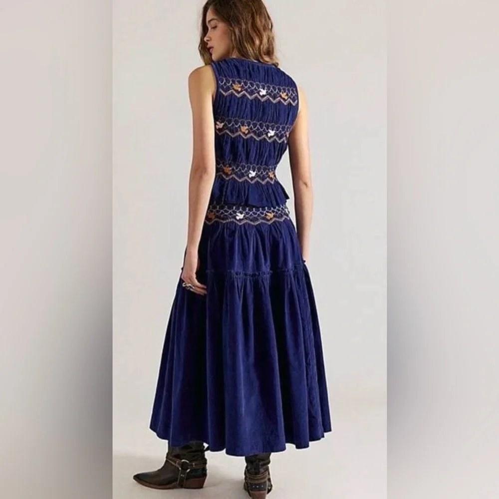 Free People Navy Blue Maxi Skirt - Picture 3 of 4